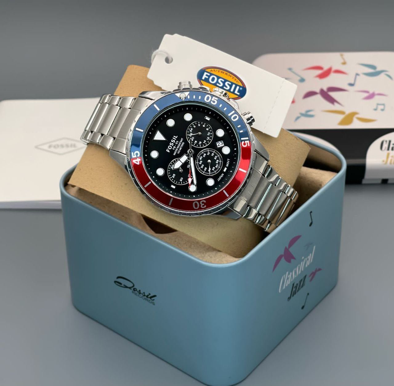 Fossil Fb 03 Silver Red Metal Watch - Image 4