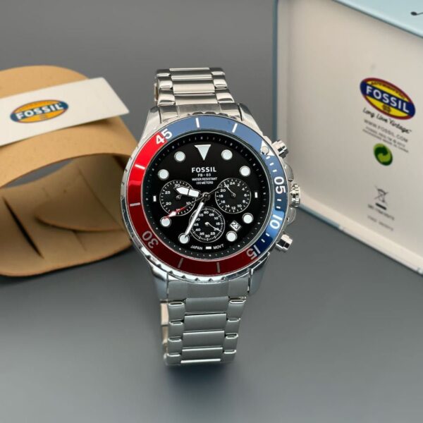 Alternative view of Fossil Fb 03 Silver Red Metal Watch