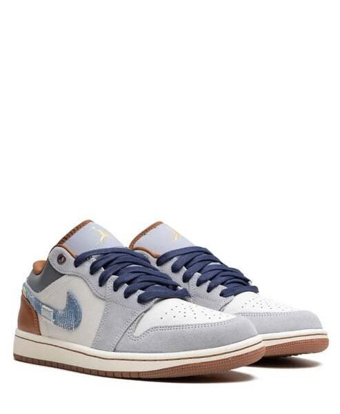 Alternative view of Jordan 1 Low ce phantom repaired denim swoosh