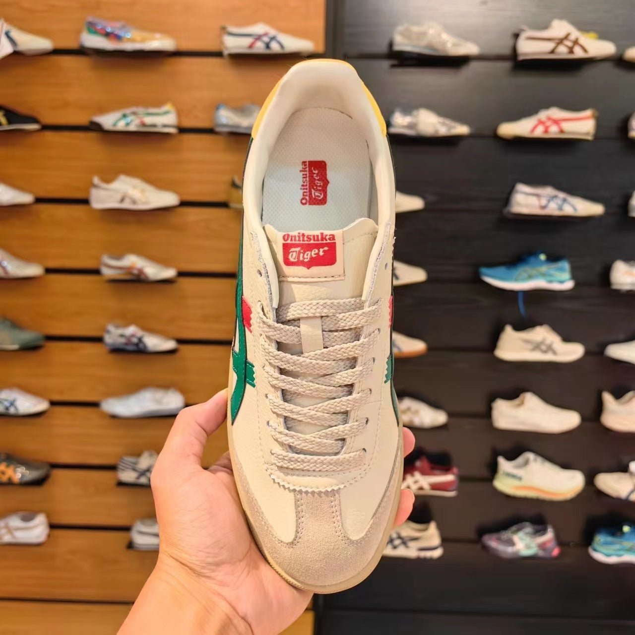 Branded Tiger Sneakers Tokuten Beige Green Red - Image 2