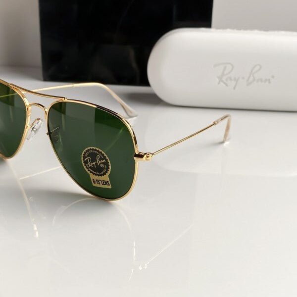 Alternative view of Branded Rb Gold Green Aviator Sunglasses (With Original Kit)