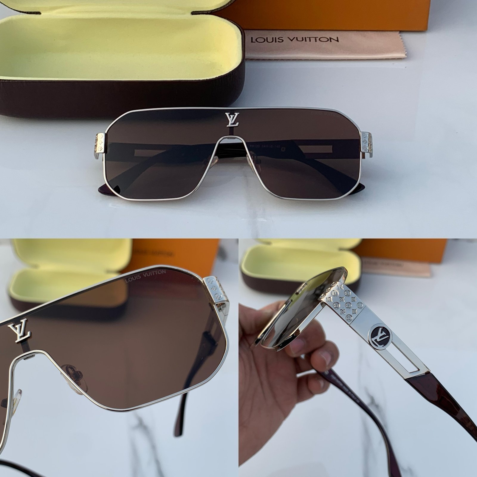 Branded LV 129 silver brown Sunglasses (With Original Kit) - Image 6