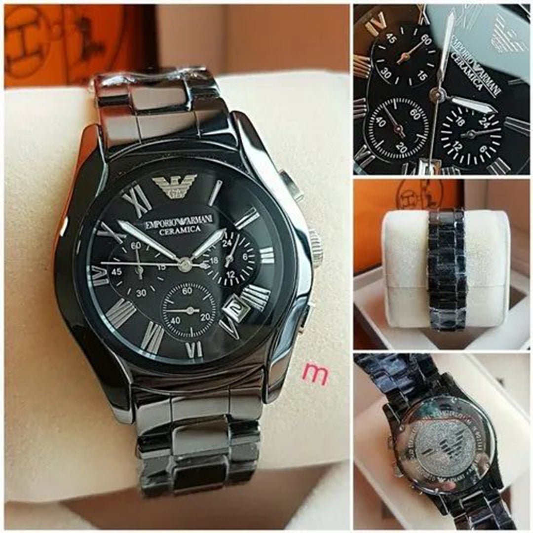 Armani Ceramica Black Silver Metal Watch - Image 2