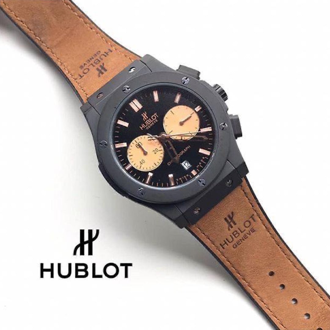 Hublot Brown Black Dial Leather Belt Watch - Image 4
