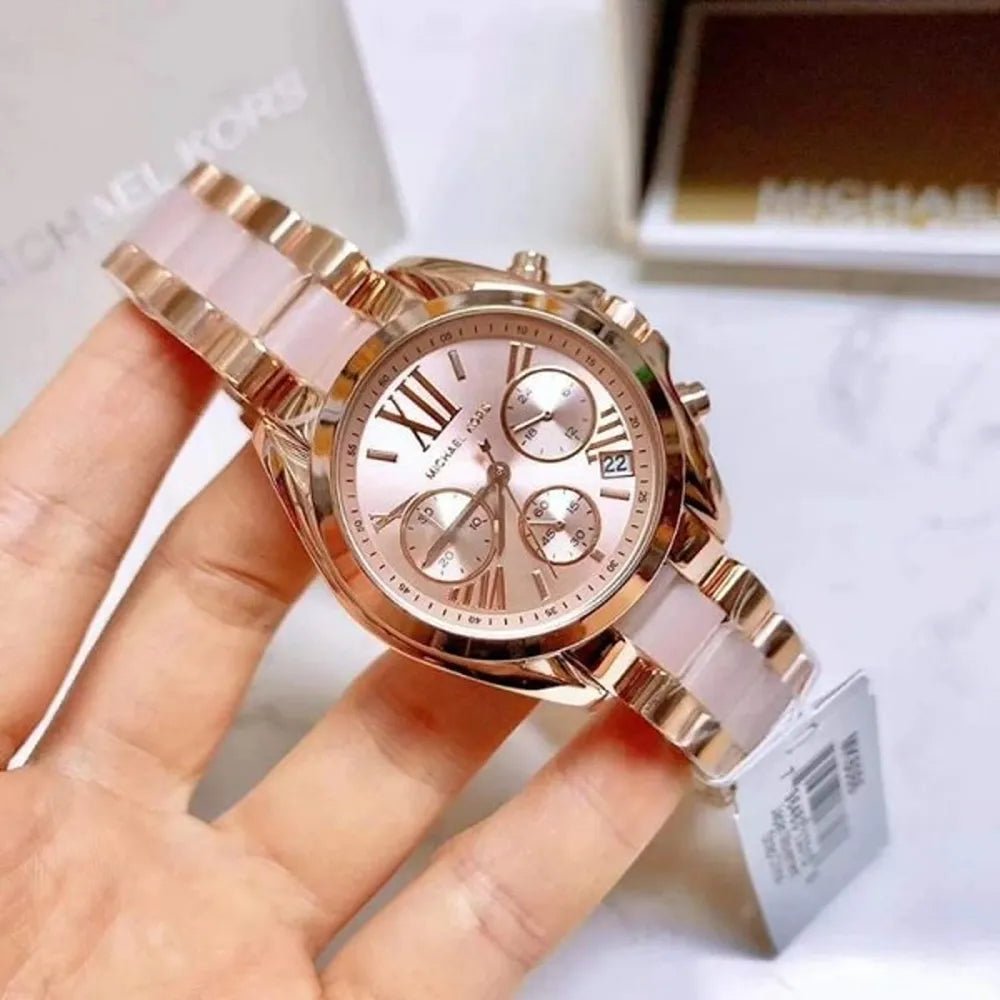 Michael Kors Mk Pink Rosrgold Dial Diamond Ladies Watch - Image 2