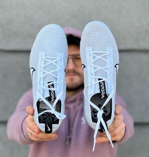 Alternative view of Branded Air Vapormax Flyknit White Black Metallic Silver For Mens