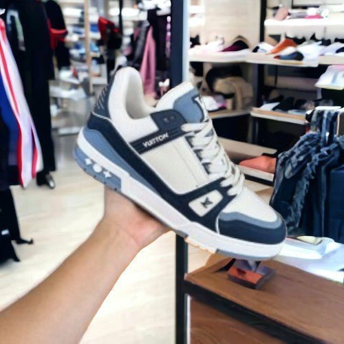 Alternative view of Branded  LV Street Style Trainer Sneakers Blue White With Bill For Mens