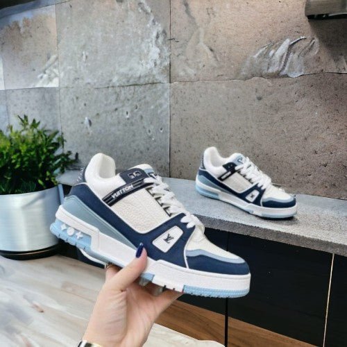 Branded  LV Street Style Trainer Sneakers Blue White With Bill For Mens