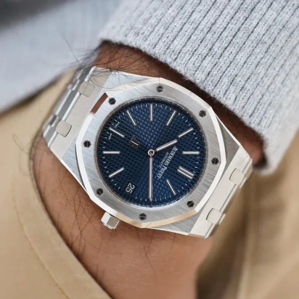 Alternative view of Audemars Piguet AP Royal Oak Silver Blue Metal