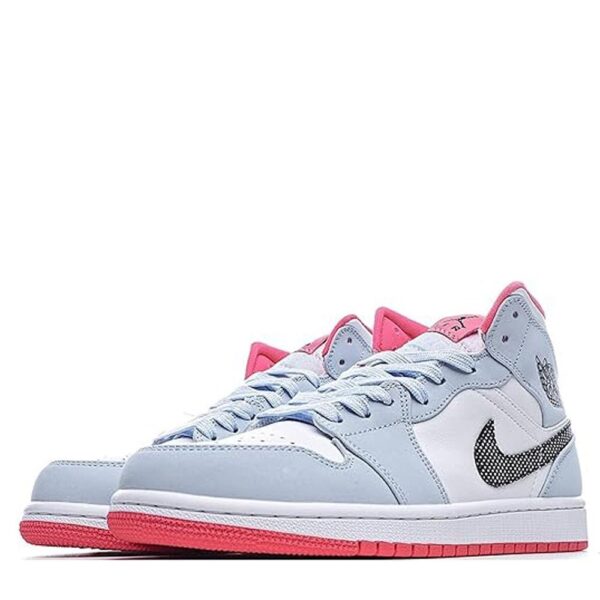 Alternative view of Jordan Retro 1 mid HALF BLUE POLKA DOT SWOOSH GS